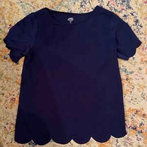 Navy blue scalloped shirt